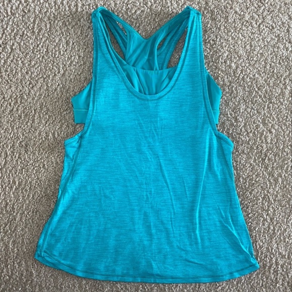Lululemon Glide And Stride Tank Heathered Viridian Green Size 8 - Picture 4 of 7